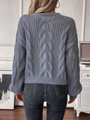 Casual Regular Fit Pure Colour Crew Neck Long Sleeve Knitted Top - Image 6