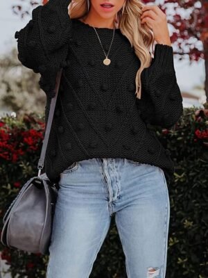 Casual Regular Fit Pure Colour Crew Neck Long Sleeve Sweater - Image 7