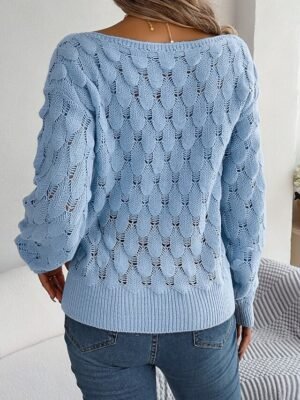 Casual Regular Fit Pure Colour Crew Neck Long Sleeve Knitted Top - Image 8