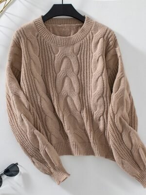 Casual Regular Fit Pure Colour Crew Neck Long Sleeve Knitted Top - Image 8