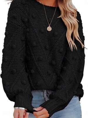 Casual Regular Fit Pure Colour Crew Neck Long Sleeve Sweater - Image 9