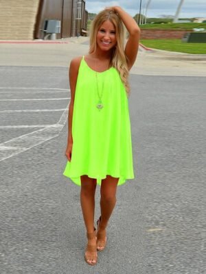 Casual Regular Fit Pure Colour Strap Sleeveless Mini Dress - Image 3