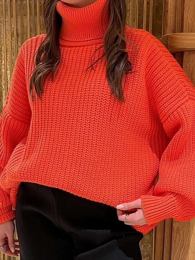 Casual Regular Fit Pure Colour Turtleneck Long Sleeve Knit Jumper - Image 1