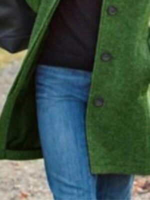 Casual Regular Fit Smocked Turndown Long Sleeve Wool Pea Coat - Image 4