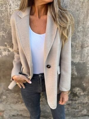 Casual Regular Fit Solid Colour Button Long Sleeve Fall Jacket - Image 1