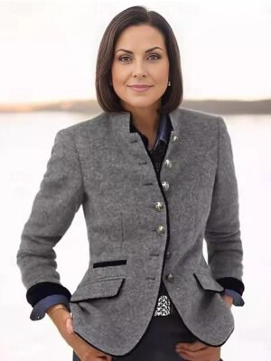 Casual Regular Fit Solid Colour Button Long Sleeve Jacket - Image 2