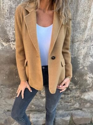 Casual Regular Fit Solid Colour Button Long Sleeve Fall Jacket - Image 3