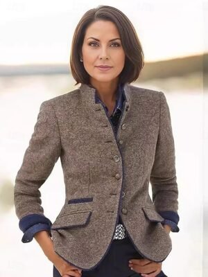 Casual Regular Fit Solid Colour Button Long Sleeve Jacket - Image 3