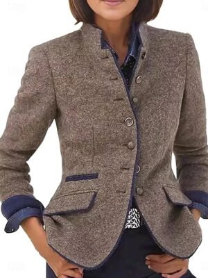 Casual Regular Fit Solid Colour Button Long Sleeve Jacket - Image 4