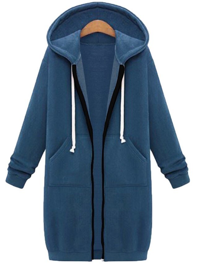 Casual Regular Fit Solid Colour Hooded Long Sleeve Zip Jacket - Image 1