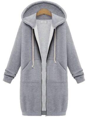 Casual Regular Fit Solid Colour Hooded Long Sleeve Zip Jacket - Image 7