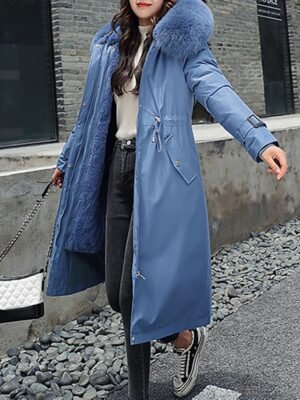 Casual Regular Fit Solid Colour Long Sleeve Long Parka - Image 1