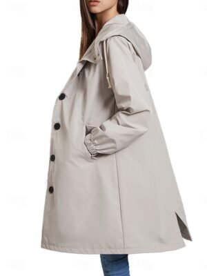 Casual Regular Fit Solid Colour Long Sleeve Trench Coat - Image 1