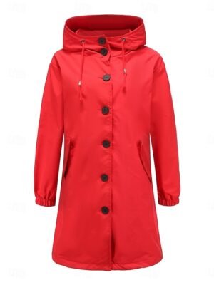 Casual Regular Fit Solid Colour Long Sleeve Trench Coat - Image 10