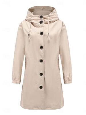 Casual Regular Fit Solid Colour Long Sleeve Trench Coat - Image 11