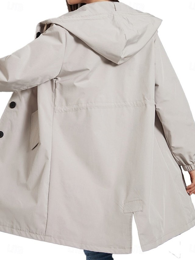 Casual Regular Fit Solid Colour Long Sleeve Trench Coat - Image 2