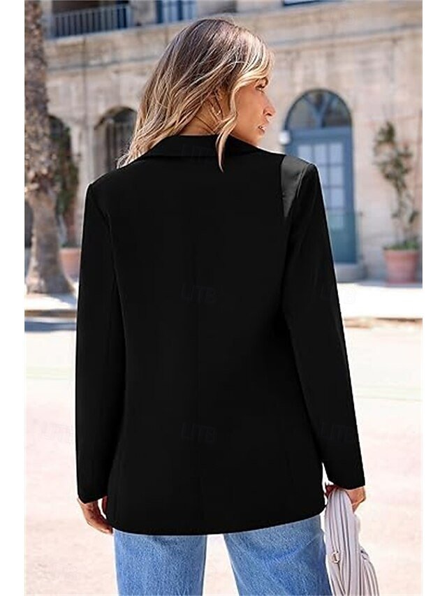Casual Regular Fit Solid Colour Long Sleeve Winter Blazer - Image 2