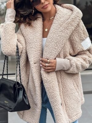Casual Regular Fit Solid Colour Long Sleeve Winter Coat - Image 4