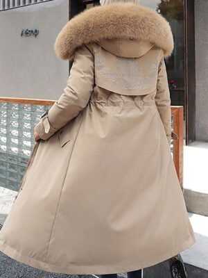 Casual Regular Fit Solid Colour Long Sleeve Long Parka - Image 6