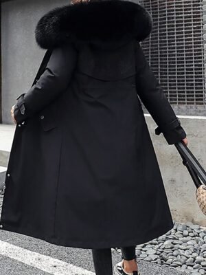 Casual Regular Fit Solid Colour Long Sleeve Long Parka - Image 8