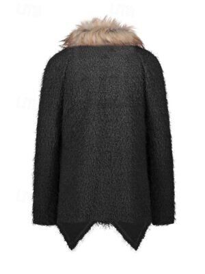 Casual Regular Fit Solid Fur Collar Long Sleeve Jacket - Image 2