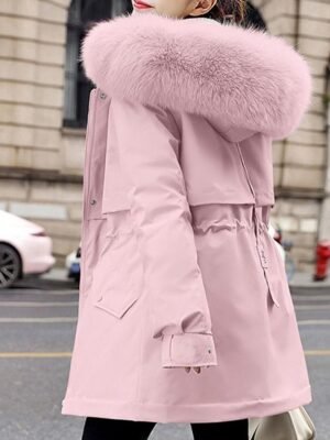 Casual Regular Fit Solid Hoodie Long Sleeve Winter Parka - Image 19