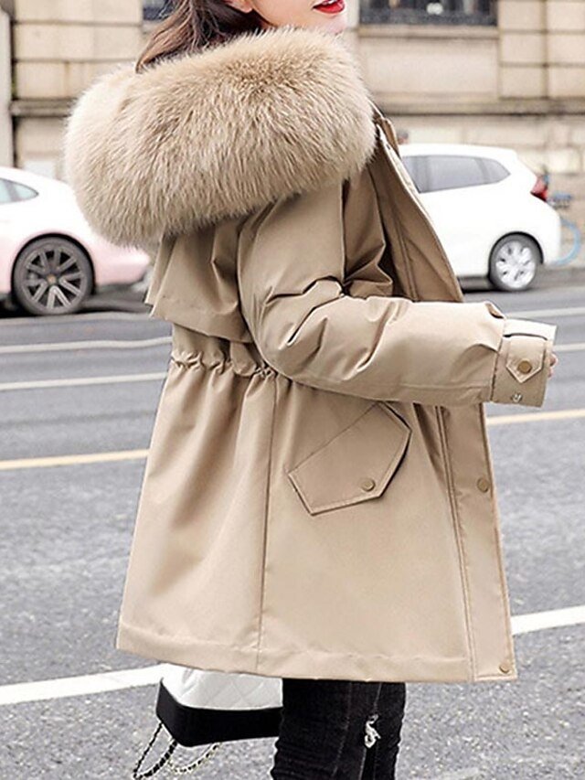 Casual Regular Fit Solid Hoodie Long Sleeve Winter Parka - Image 2