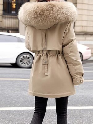 Casual Regular Fit Solid Hoodie Long Sleeve Winter Parka - Image 3