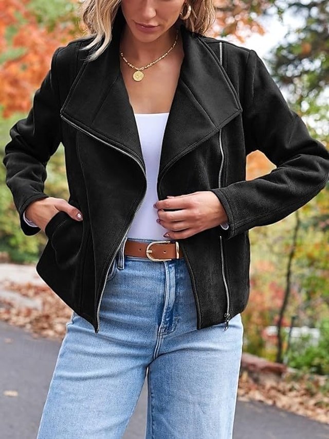 Casual Regular Fit Solid Lapel Long Sleeve Jacket - Image 1