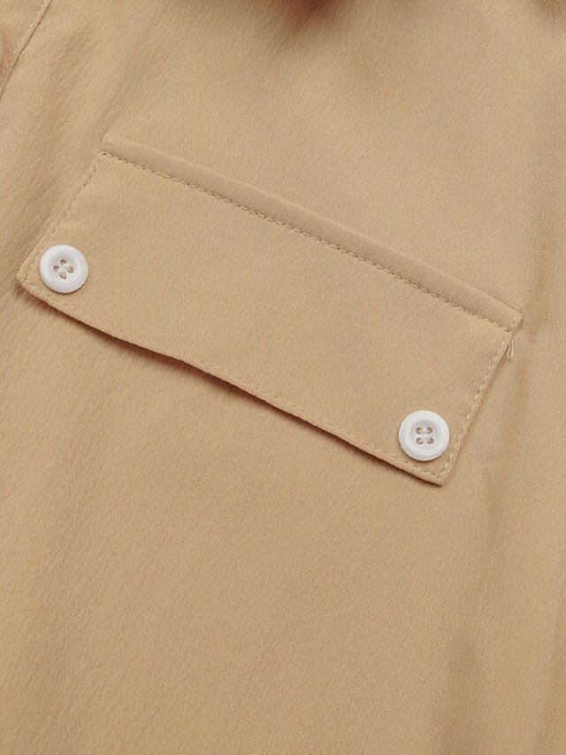 Casual Regular Fit Solid Shirt Collar Short Sleeve Romper - Image 9