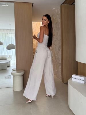 Casual Regular Fit Solid Strapless Sleeveless Jumpsuit - Image 2
