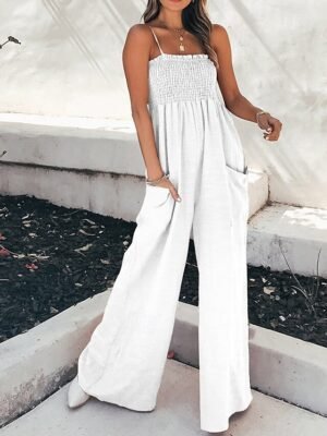 Casual Regular Fit Solid U Neck Sleeveless Jumpsuit - Image 3