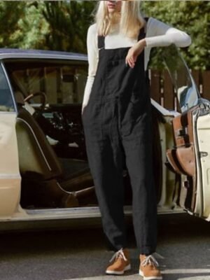 Casual Regular Fit Solid U Neck Sleeveless Wide-Leg Summer Jumpsuit - Image 6