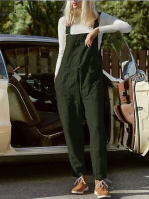 Casual Regular Fit Solid U Neck Sleeveless Wide-Leg Summer Jumpsuit - Image 7