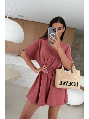Casual Regular Fit Solid V Neck Half Sleeve Romper - Image 6