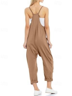 Casual Regular Fit Solid V Neck Sleeveless Jumpsuit - Image 13