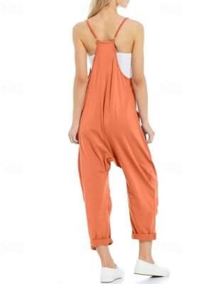 Casual Regular Fit Solid V Neck Sleeveless Jumpsuit - Image 8