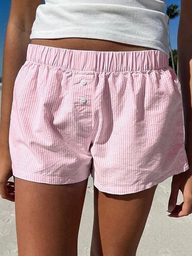 Casual Regular Fit Striped Print Breathable Summer Shorts - Image 1