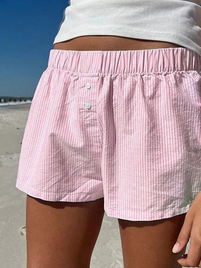 Casual Regular Fit Striped Print Breathable Summer Shorts - Image 2