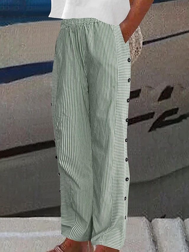 Casual Regular Fit Striped Side Pocket Long Trousers - Image 2