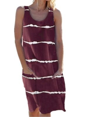 Casual Regular Fit Striped Sleeveless Midi Dress - Image 2