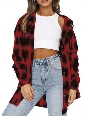 Casual Regular Fit Stripes and Plaid Long Sleeve Regular Jacket - Image 7