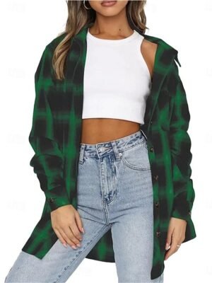 Casual Regular Fit Stripes and Plaid Long Sleeve Regular Jacket - Image 8
