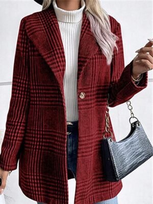 Casual Regular Fit Stripes Plaid Long Sleeve Jacket - Image 3