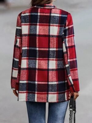 Casual Regular Fit Stripes Plaid Long Sleeve Jacket - Image 4