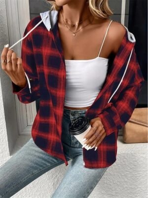 Casual Regular Fit Stripes Plaid Long Sleeve Coat - Image 4