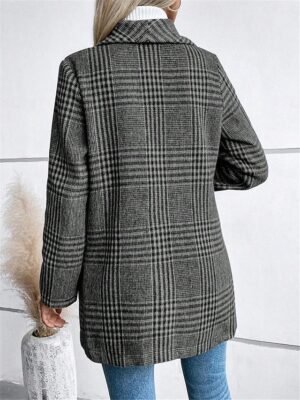 Casual Regular Fit Stripes Plaid Long Sleeve Jacket - Image 5