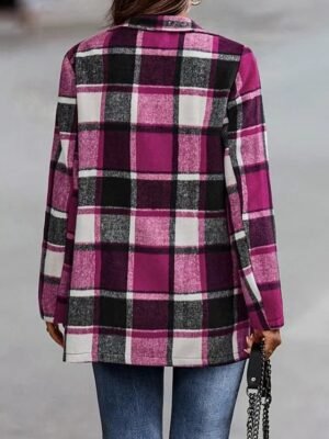 Casual Regular Fit Stripes Plaid Long Sleeve Jacket - Image 6