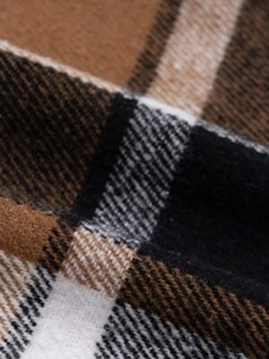 Casual Regular Fit Stripes & Plaid Long Sleeve Long Coat - Image 9