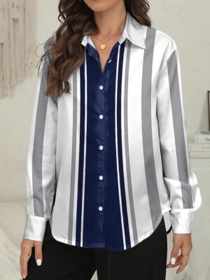 Casual Regular Floral Button Down Long Sleeve Blouse - Image 3